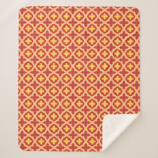 Sunset Quatrefoil - Moroccan Lattice Tile Pattern シェルパブランケット (正面)