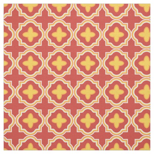 Sunset Quatrefoil - Moroccan Lattice Tile Pattern ファブリック (見本)