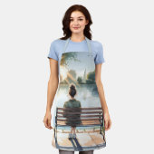 Sunset Reflections Lake Scene エプロン (着用した状態)