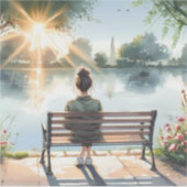 Sunset Reflections Lake Scene シール (正面)