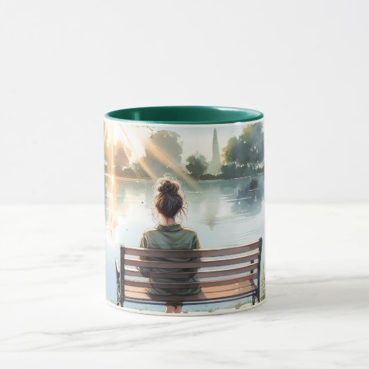 Sunset Reflections Lake Scene マグカップ (中央)