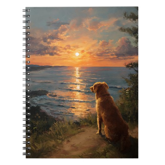 Sunset Reflections with Golden Retriever Notebook ノートブック (正面)