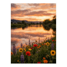 Sunset River Landscape Poster