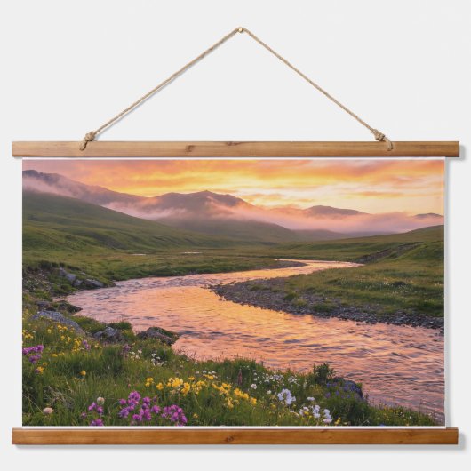 Sunset River Panorama – Nature Poster & Tapestry 吊り下げ型タペストリー (正面)