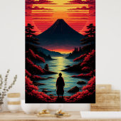 Sunset River With Volcano ポスター (キッチン)