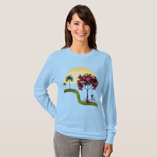 Sunset Romantic Love Art Basic Long Sleeve T-Shirt Tシャツ (正面フル)