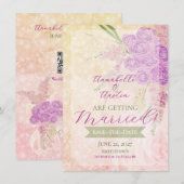 Sunset Rose blush sheer bow Bouquet  招待状 (正面/裏面)
