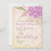 Sunset Rose Garden Sheer bow Bouquet Wedding  招待状 (正面)