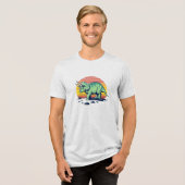 Sunset Safari: Retro Triceratops T-Shirt トライブレンドTシャツ (正面全面)