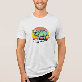 Sunset Safari: Retro Triceratops T-Shirt トライブレンドＴシャツ
