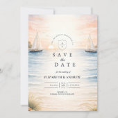 Sunset Sailboat Seaside Wedding セーブザデート (正面)