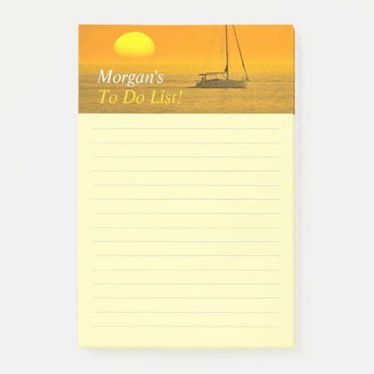 Sunset Sailing Boat, DIY Name Message, Ruled Lines ポストイット (正面)