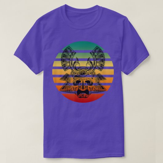 Sunset Samurai Warrior Oni Mask Captured Within Su Tシャツ (デザイン正面)