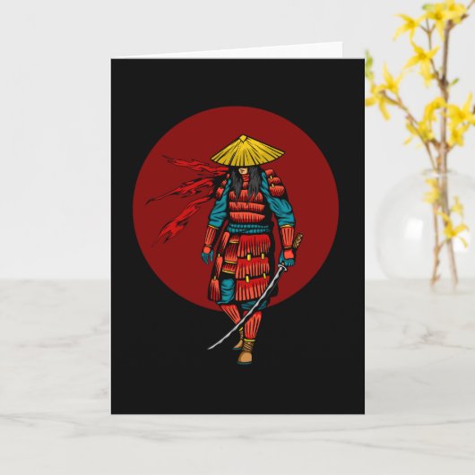 Sunset Samurai Warrior with Katana カード (黄色い花)
