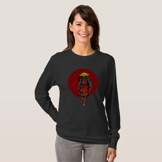Sunset Samurai Warrior with Katana Tシャツ (正面フル)