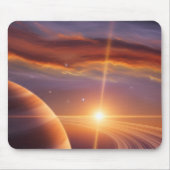 Sunset Saturn Rings Cosmic Space Art マウスパッド (正面)