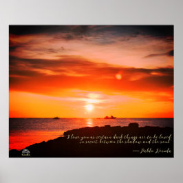 Sunset & Sea with a引用文by Linandara Poster ポスター