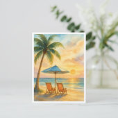 Sunset Serenity Beach Post Card ポストカード (スタンド正面)