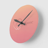 Sunset Serenity: Minimalist Heart Gradient ラウンド壁時計 (傾斜)