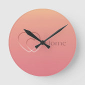 Sunset Serenity: Minimalist Heart Gradient ラウンド壁時計 (正面)