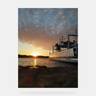 Sunset Ship Water アクリルサイン