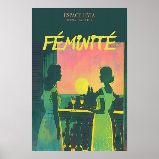 Sunset Silhouette Art Print Retro Femininity ポスター (正面)