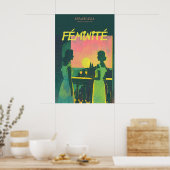 Sunset Silhouette Art Print Retro Femininity ポスター (キッチン)