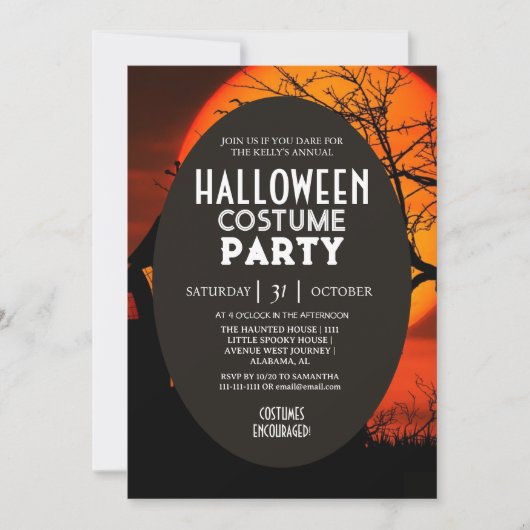 Sunset Silhouette Halloween Costumes Party 招待状 (正面)