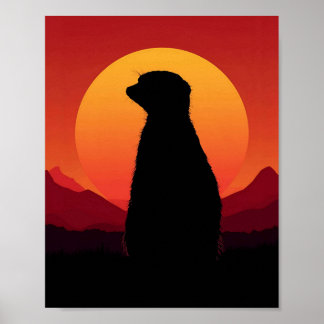 Sunset Silhouette Wall Art – Majestic Animal ポスター