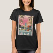 Sunset Sky Over Miami Skyline & Palm-Lined Bay Tra Tシャツ (正面)
