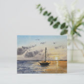 Sunset Sky Watercolor Painting  シーズンポストカード (スタンド正面)