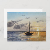 Sunset Sky Watercolor Painting  シーズンポストカード (正面/裏面)