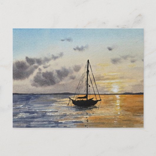 Sunset Sky Watercolor Painting  シーズンポストカード (正面)