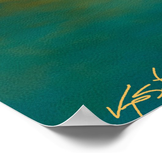 Sunset Solitude - Fisherman in Golden Reflection ポスター (角)