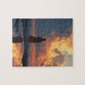 Sunset Solitude: Woman in Red Dress ジグソーパズル (横)