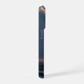 Sunset Solitude: Woman in Red Dress iPhoneケース (右側面)