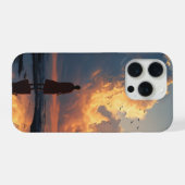 Sunset Solitude: Woman in Red Dress iPhoneケース (裏面横)