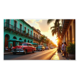 Sunset Stroll in Old Havana フォトプリント