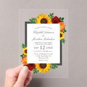 Sunset Sunflower Rose Floral Wedding アクリル招待状 (インサイチュ (ポータブル))