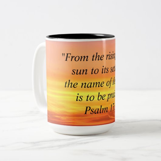 Sunset Sunrise Bible Verse Mug ツートーンマグカップ (正面左)