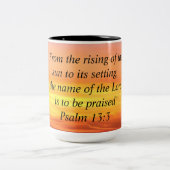 Sunset Sunrise Bible Verse Mug ツートーンマグカップ (中央)