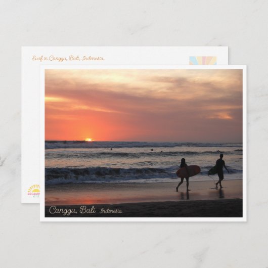 Sunset Surf Beach Bali Indonesia Postcard シーズンポストカード (正面/裏面)