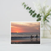 Sunset Surf Beach Bali Indonesia Postcard シーズンポストカード (スタンド正面)