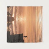  Sunset Surf Silhouette Wall Tapestry  タペストリー (正面(横))
