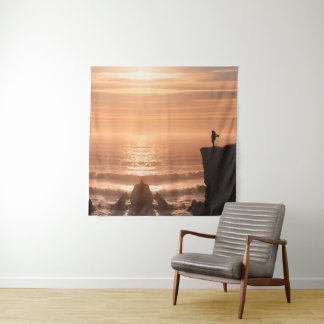  Sunset Surf Silhouette Wall Tapestry  タペストリー