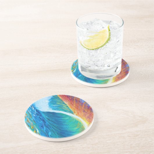 Sunset Surf Wave Medium (50" x 60") Tapestry コースター (側面)