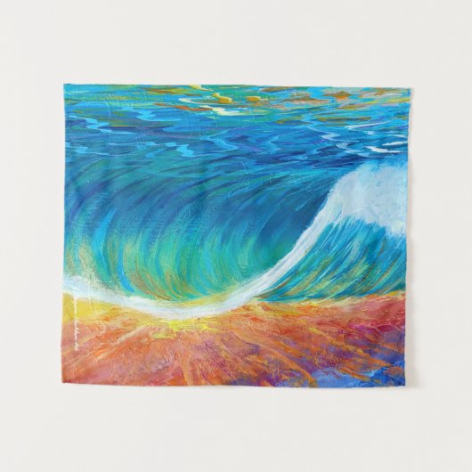 Sunset Surf Wave Medium (50" x 60") Tapestry タペストリー (正面(横))