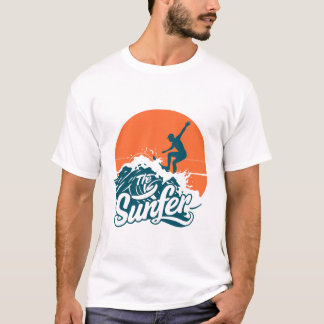 Sunset Surfing Vibes T-Shirt – Retro Beach Wave Su Tシャツ