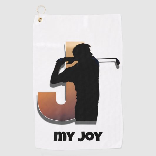 Sunset Swing Golf Towel – Letter J Design ゴルフタオル (正面)