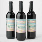Sunset Themed 30th Birthday Wine Label ワインラベル (ボトル)